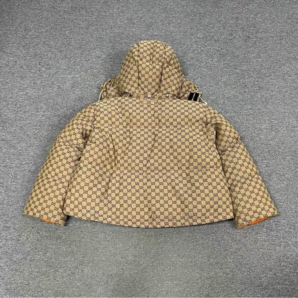 Gucci Brown Patterned Puffer Jacket With Orange I… - image 2